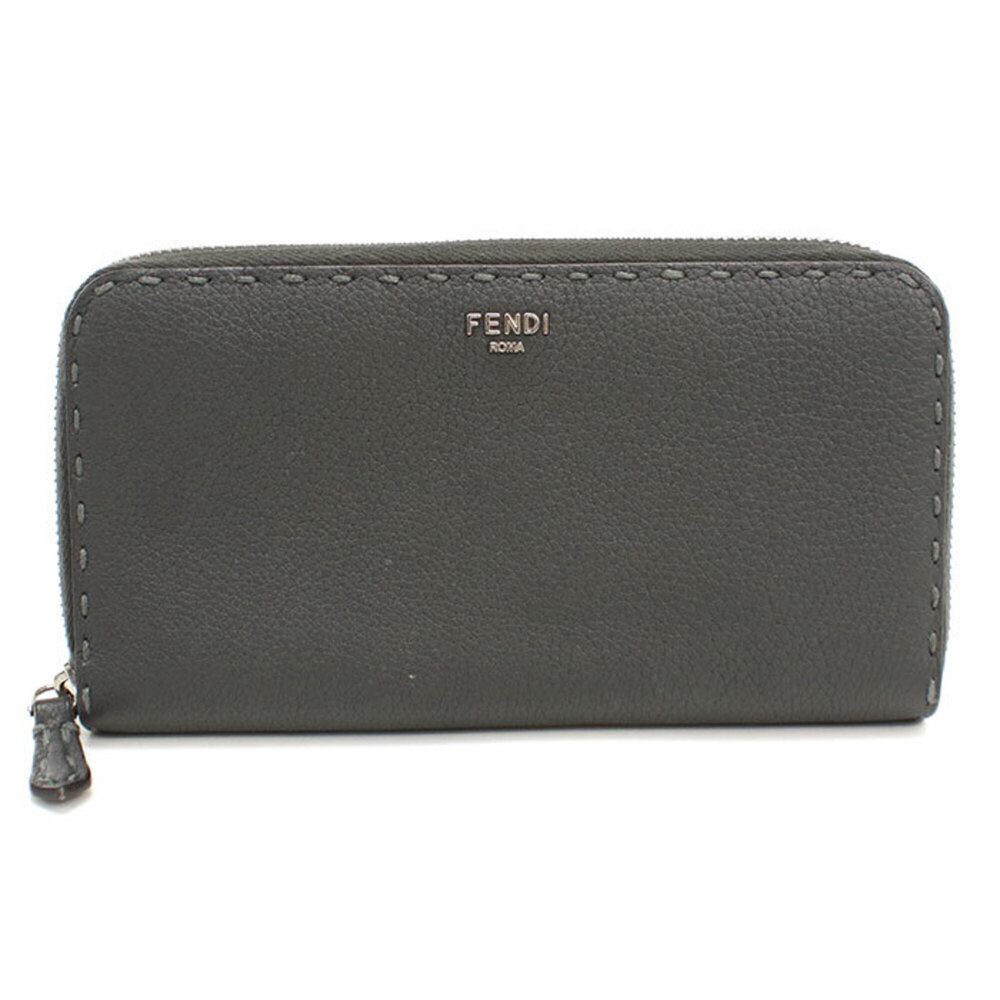 FENDI Fendi Long Wallet, Round Zipper, 7M0210 Selleria, Men's, Gray